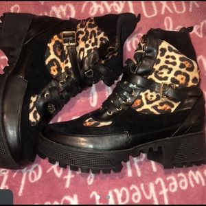 Cheetah print combat boots